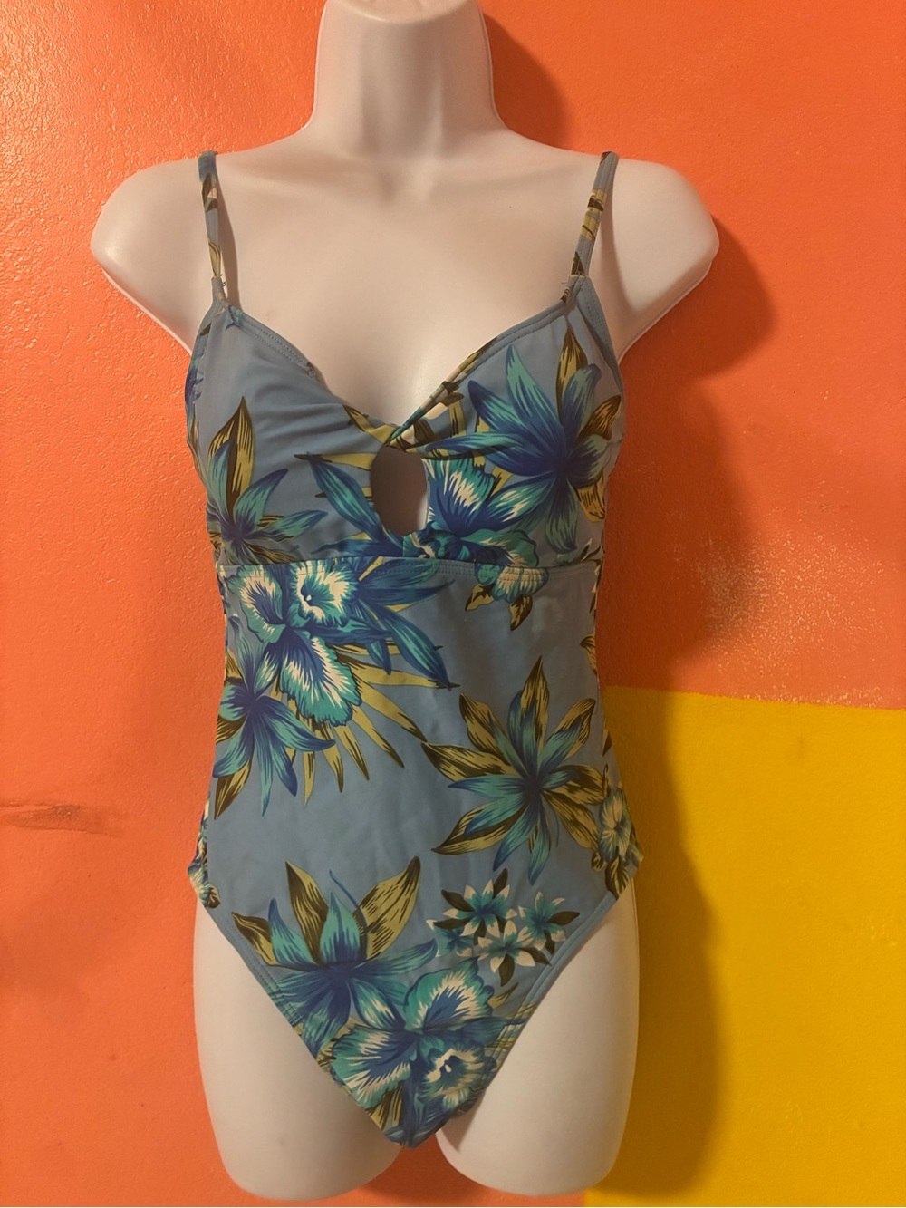 Blue Floral One-Piece Swimsuit for Kids